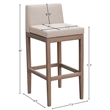 Meridian Furniture Solace Beige Olefin Performance Fabric Patio Bar Stool