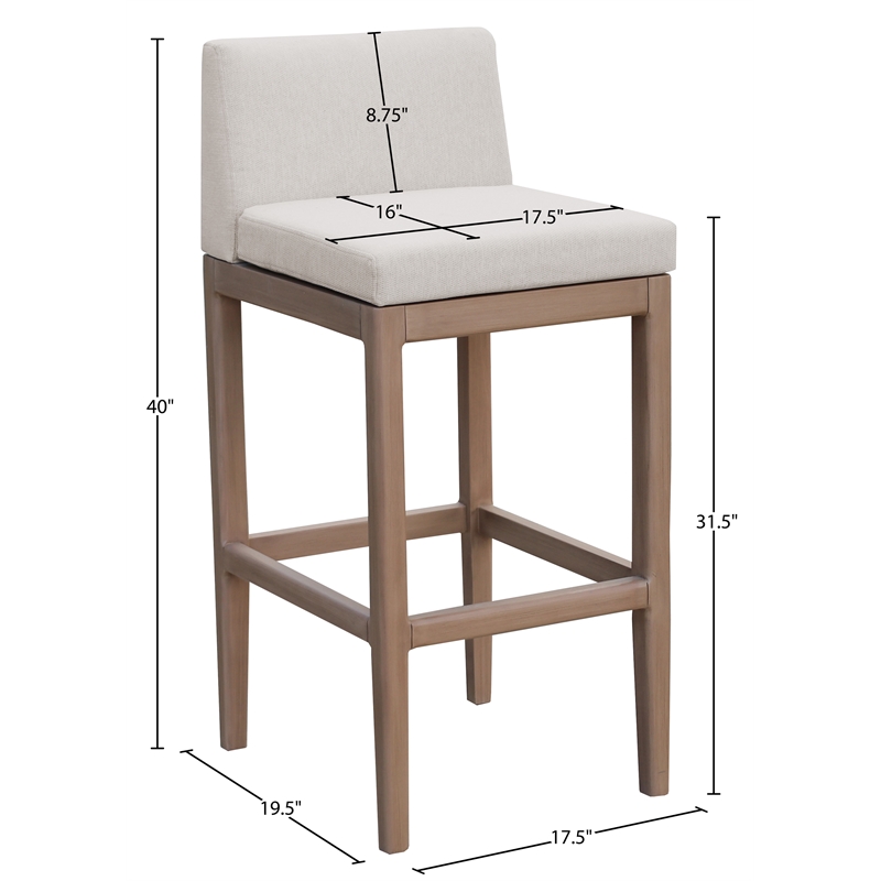 Meridian Furniture Solace Cream Olefin Performance Fabric Patio Bar Stool