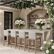 Meridian Furniture Solace Grey Olefin Performance Fabric Patio Bar Stool