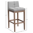 Meridian Furniture Solace Grey Olefin Performance Fabric Patio Bar Stool