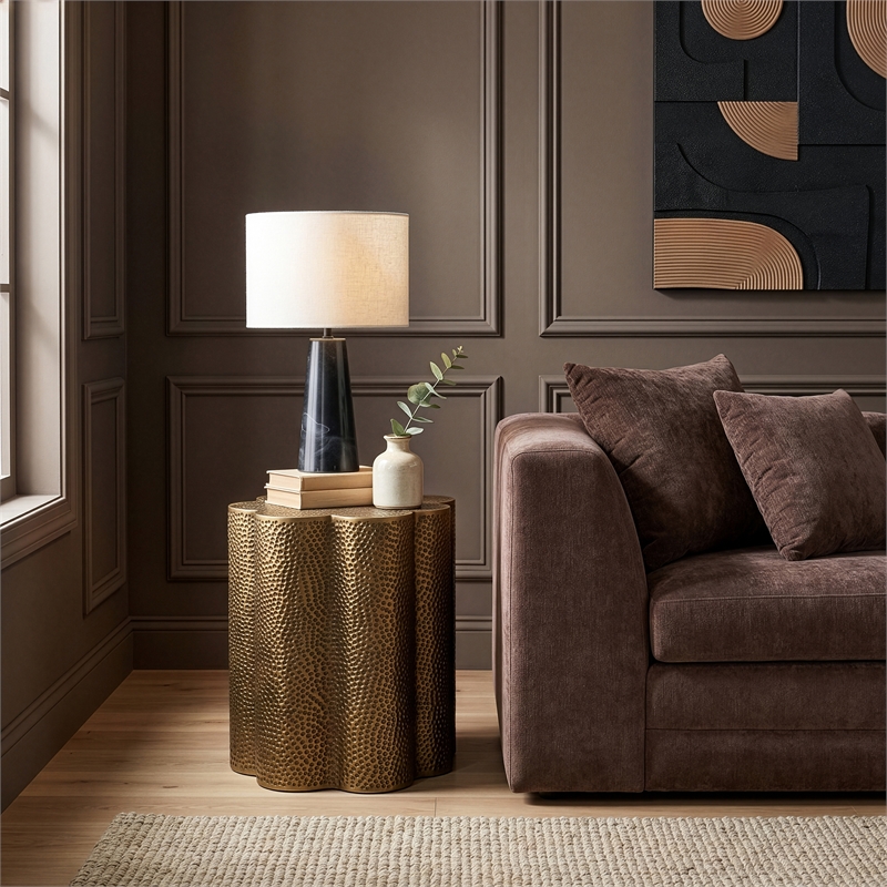Meridian Furniture Lotus Brass Iron End / Side Table