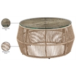 Meridian Furniture Coastline Natural Glass Top And Wicker Patio Coffee Table