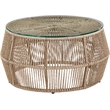 Meridian Furniture Coastline Natural Glass Top And Wicker Patio Coffee Table