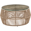 Meridian Furniture Coastline Natural Glass Top And Wicker Patio Coffee Table