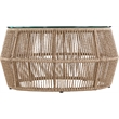 Meridian Furniture Coastline Natural Glass Top And Wicker Patio Coffee Table