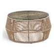Meridian Furniture Coastline Natural Glass Top And Wicker Patio Coffee Table