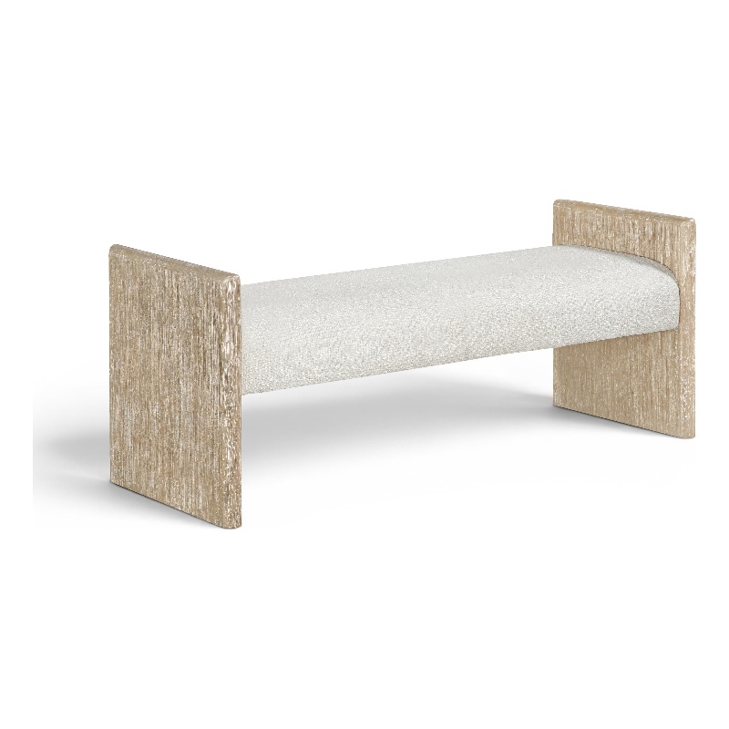 Meridian Furniture Hickory Cream Fabric Upholstered Bench