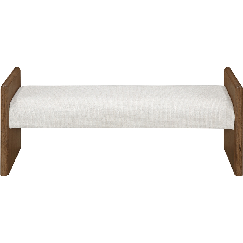 Meridian Furniture Hickory Cream Fabric Upholstered Bench