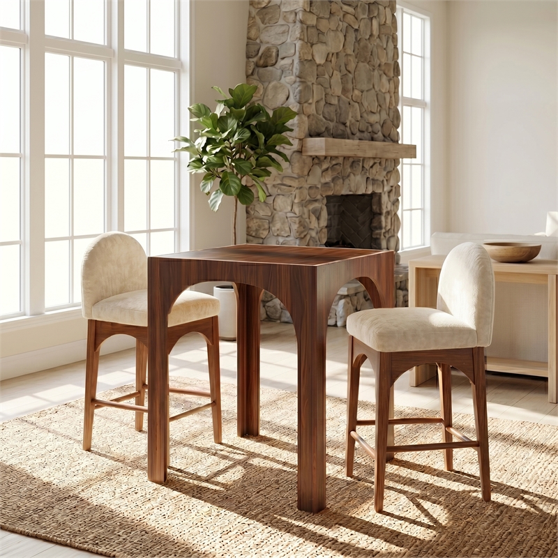 Meridian Furniture Waldorf Brown Tempered Glass Top Counter Height Table