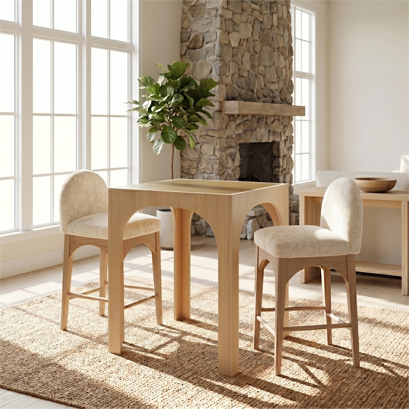 Meridian Furniture Waldorf Natural Tempered Glass Top Counter Height Table