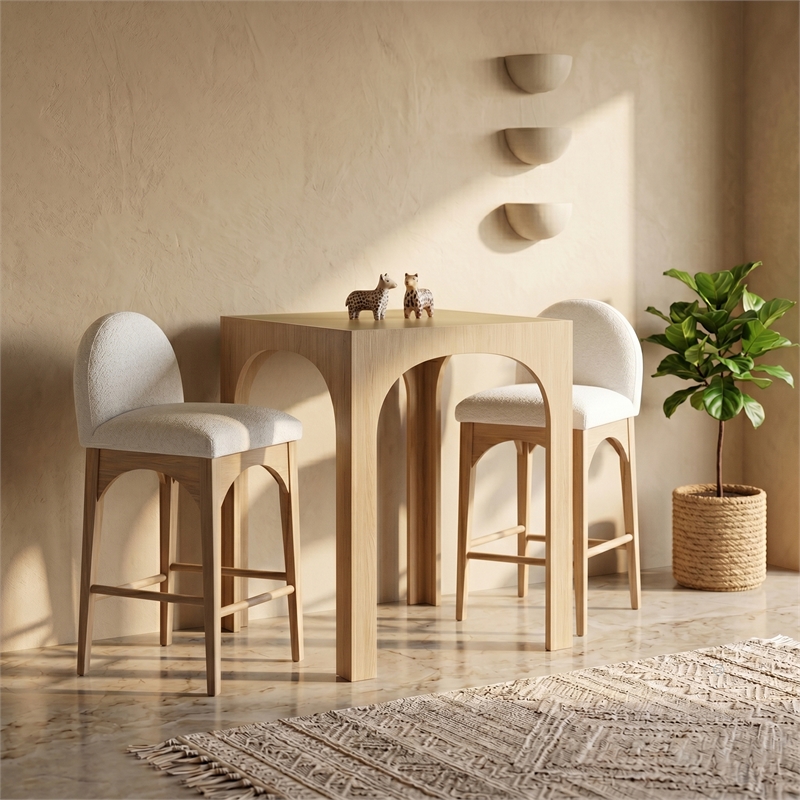 Meridian Furniture Waldorf Natural Tempered Glass Top Bar Height Table