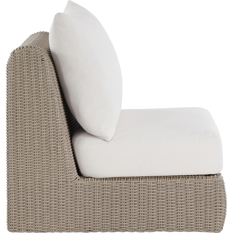 Meridian Furniture Seacrest Cream Water Resistant Fabric Patio Armless Chair