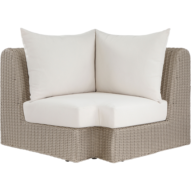 Meridian Furniture Seacrest Cream Water Resistant Fabric Patio Corner Chair