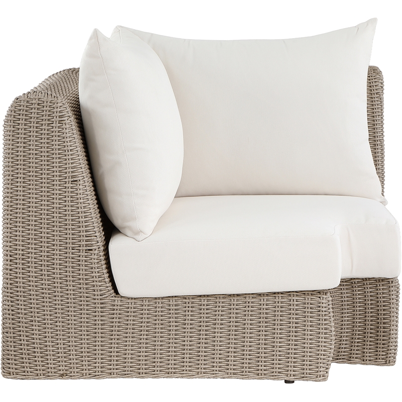Meridian Furniture Seacrest Cream Water Resistant Fabric Patio Corner Chair
