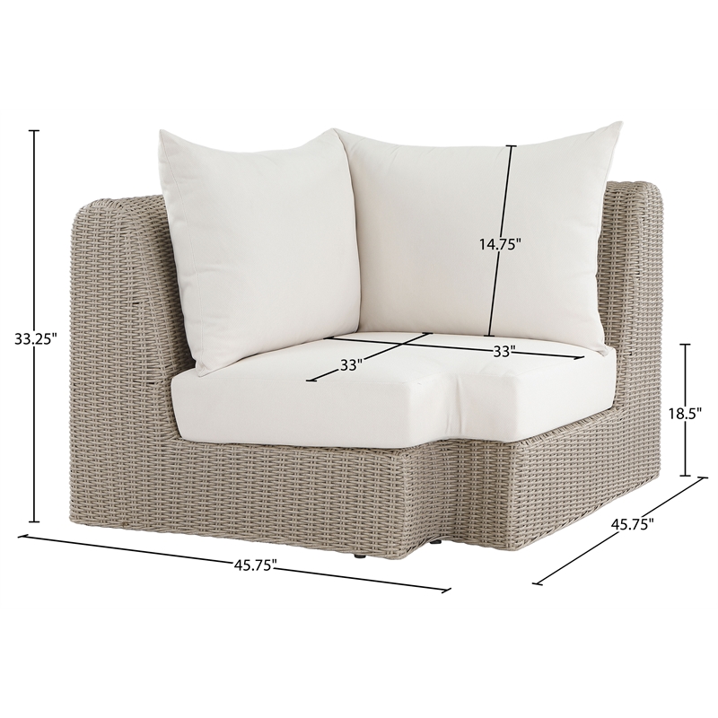 Meridian Furniture Seacrest Cream Water Resistant Fabric Patio Corner Chair