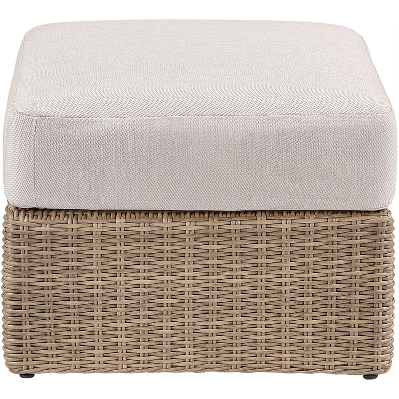 Meridian Furniture Seacrest Beige Water Resistant Fabric Patio Ottoman Table