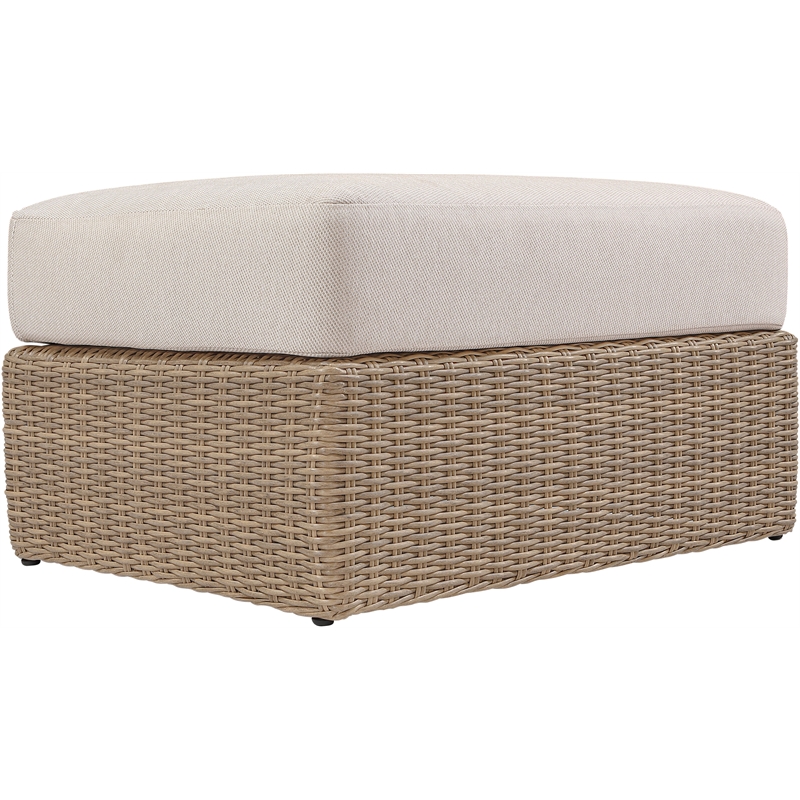 Meridian Furniture Seacrest Beige Water Resistant Fabric Patio Ottoman Table