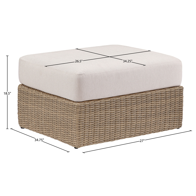 Meridian Furniture Seacrest Beige Water Resistant Fabric Patio Ottoman Table