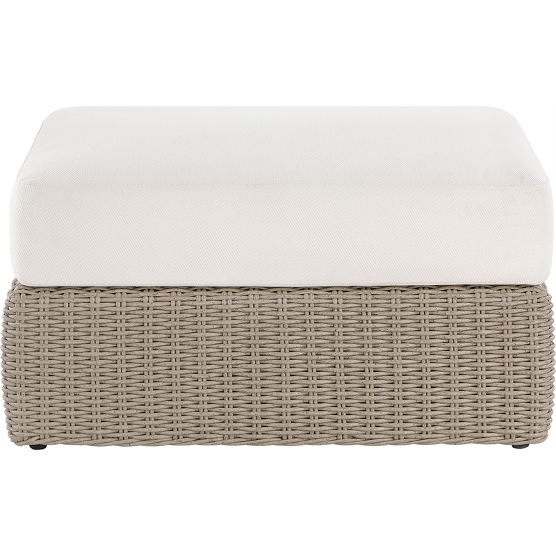 Meridian Furniture Seacrest Cream Water Resistant Fabric Patio Ottoman Table