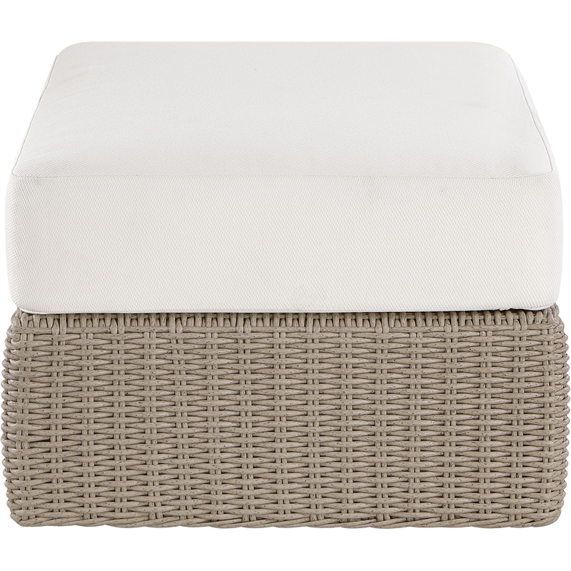 Meridian Furniture Seacrest Cream Water Resistant Fabric Patio Ottoman Table