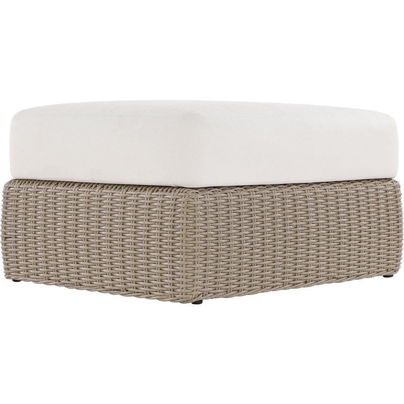 Meridian Furniture Seacrest Cream Water Resistant Fabric Patio Ottoman Table