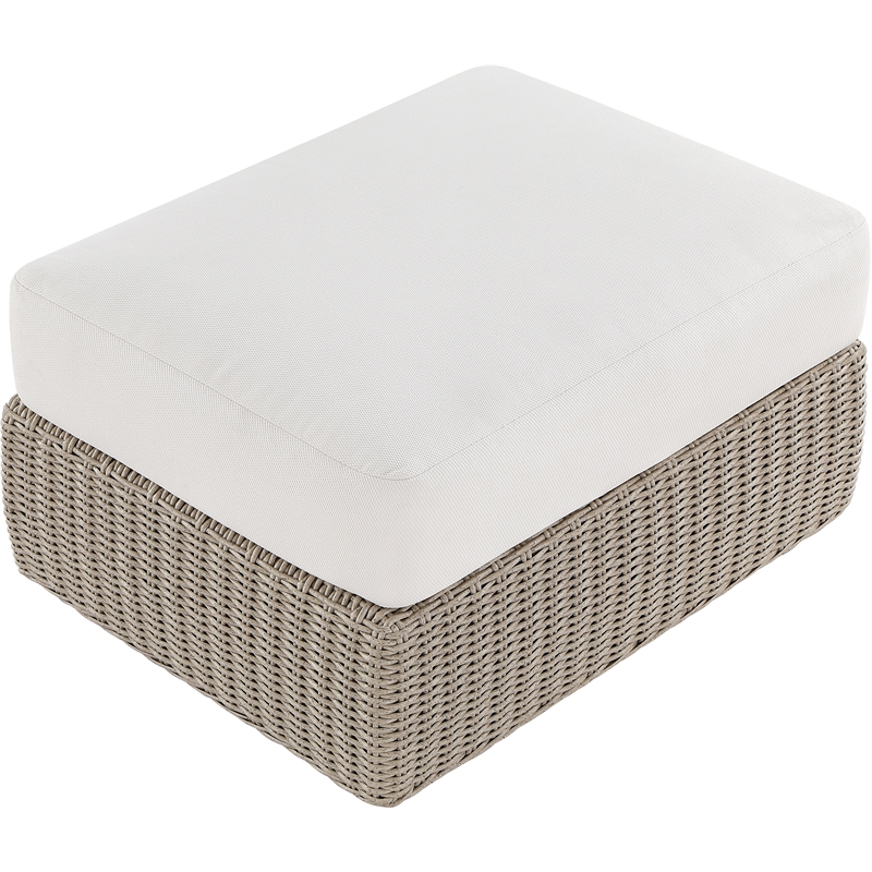 Meridian Furniture Seacrest Cream Water Resistant Fabric Patio Ottoman Table