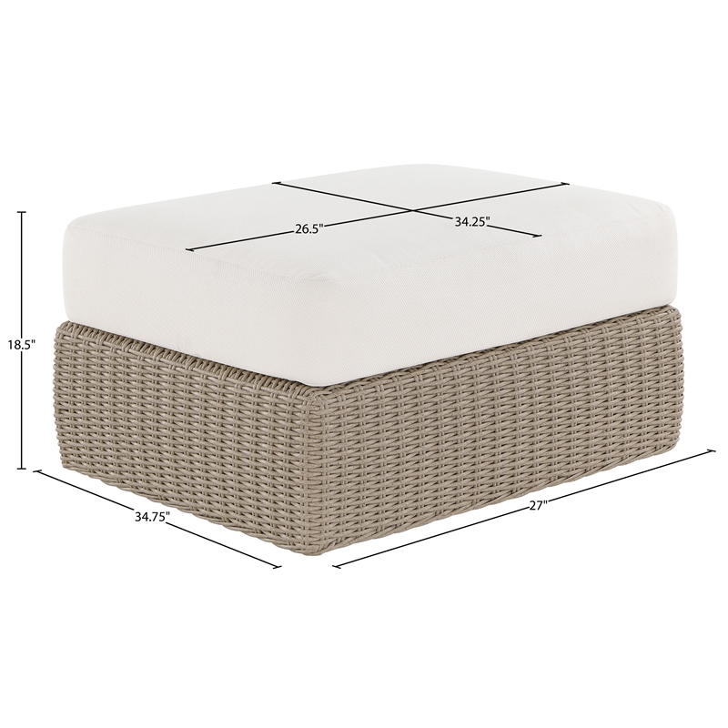Meridian Furniture Seacrest Cream Water Resistant Fabric Patio Ottoman Table
