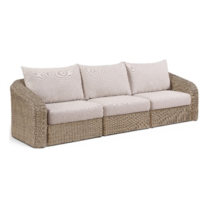 Meridian Furniture Seacrest 120.25&quot Beige Water Resist Fabric Patio Sofa