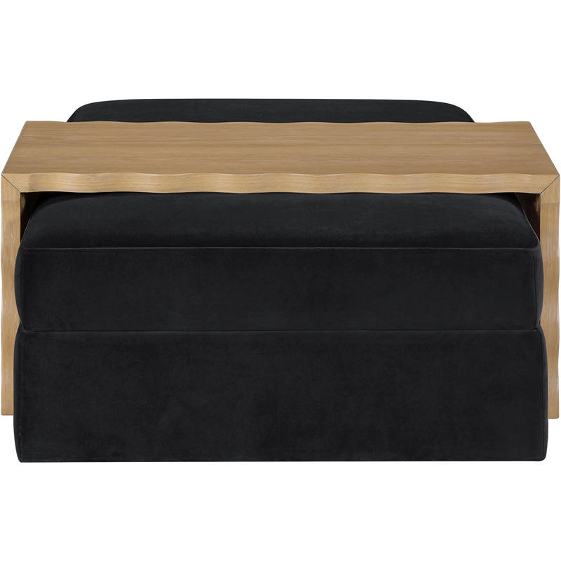 Meridian Furniture Woodra Black Velvet Upholstered Coffee Table/Ottoman