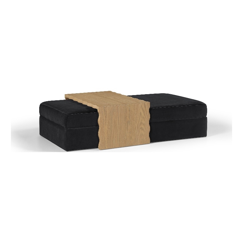 Meridian Furniture Woodra Black Velvet Upholstered Coffee Table/Ottoman