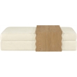 Meridian Furniture Woodra Cream Velvet Upholstered Coffee Table/Ottoman