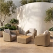 Meridian Furniture Seacrest Natural Teak Wood And Wicker Patio Coffee Table