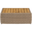 Meridian Furniture Seacrest Natural Teak Wood And Wicker Patio Coffee Table