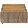 Meridian Furniture Seacrest Natural Teak Wood And Wicker Patio Coffee Table