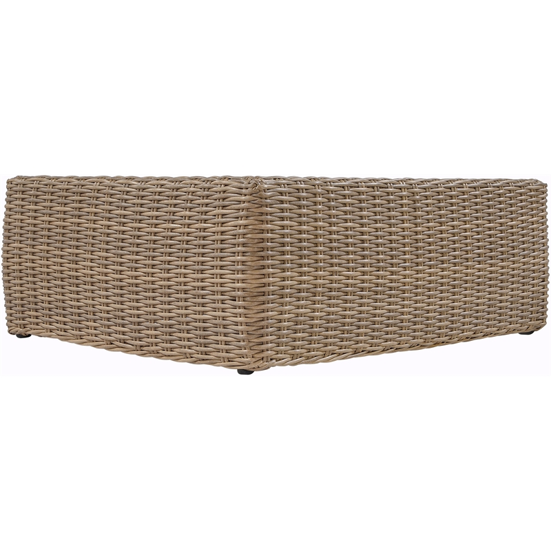 Meridian Furniture Seacrest Natural Teak Wood And Wicker Patio Coffee Table