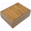 Meridian Furniture Seacrest Natural Teak Wood And Wicker Patio Coffee Table