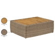 Meridian Furniture Seacrest Natural Teak Wood And Wicker Patio Coffee Table