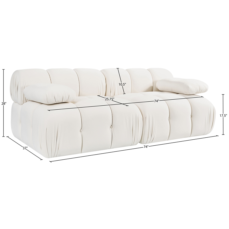 Meridian Furniture Orin Cream Velvet Performance Fabric 2 pc. Modular Sofa
