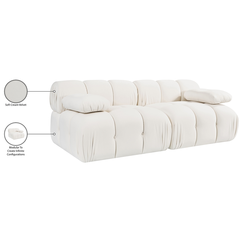 Meridian Furniture Orin Cream Velvet Performance Fabric 2 pc. Modular Sofa