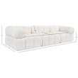 Meridian Furniture Orin Cream Velvet Performance Fabric 3 pc. Modular Sofa