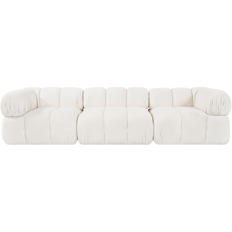 Meridian Furniture Orin Cream Velvet Performance Fabric 3 pc. Modular Sofa