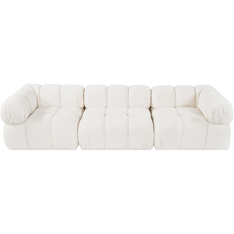 Meridian Furniture Orin Cream Velvet Performance Fabric 3 pc. Modular Sofa