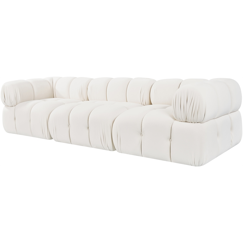 Meridian Furniture Orin Cream Velvet Performance Fabric 3 pc. Modular Sofa