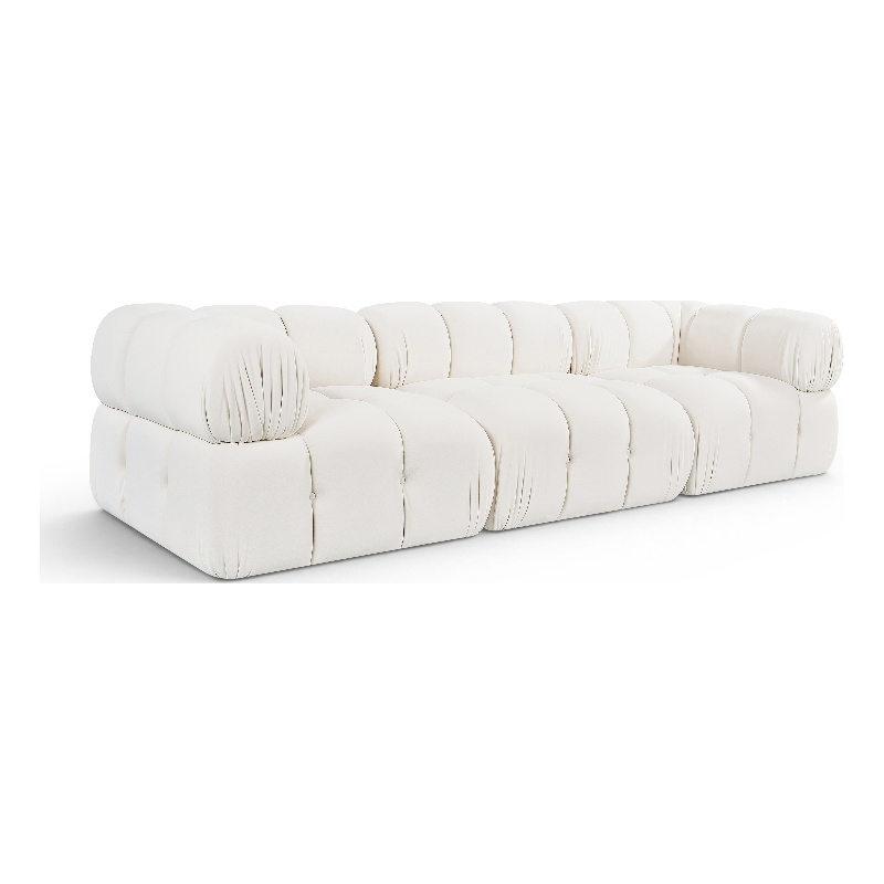 Meridian Furniture Orin Cream Velvet Performance Fabric 3 pc. Modular Sofa