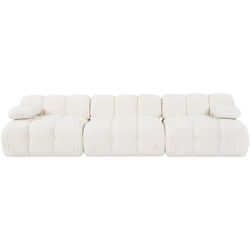 Meridian Furniture Orin Cream Velvet Performance Fabric 3 pc. Modular Sofa