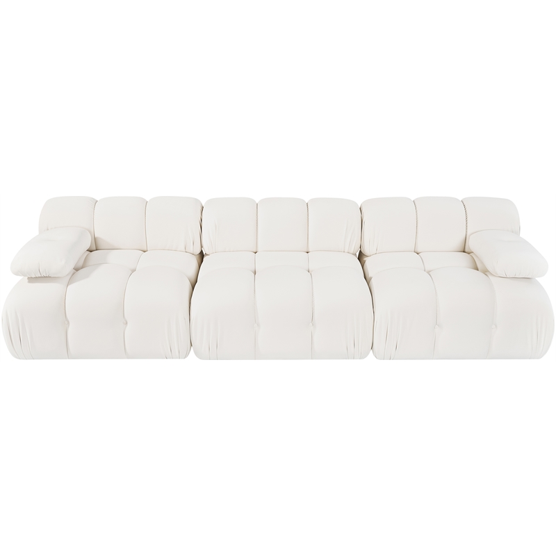 Meridian Furniture Orin Cream Velvet Performance Fabric 3 pc. Modular Sofa
