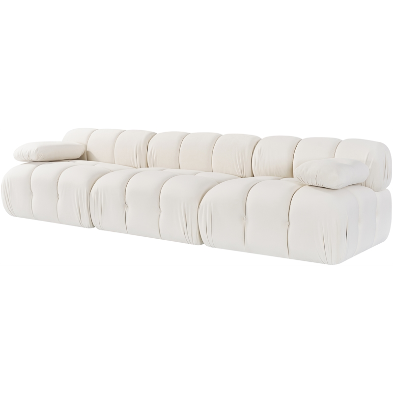 Meridian Furniture Orin Cream Velvet Performance Fabric 3 pc. Modular Sofa