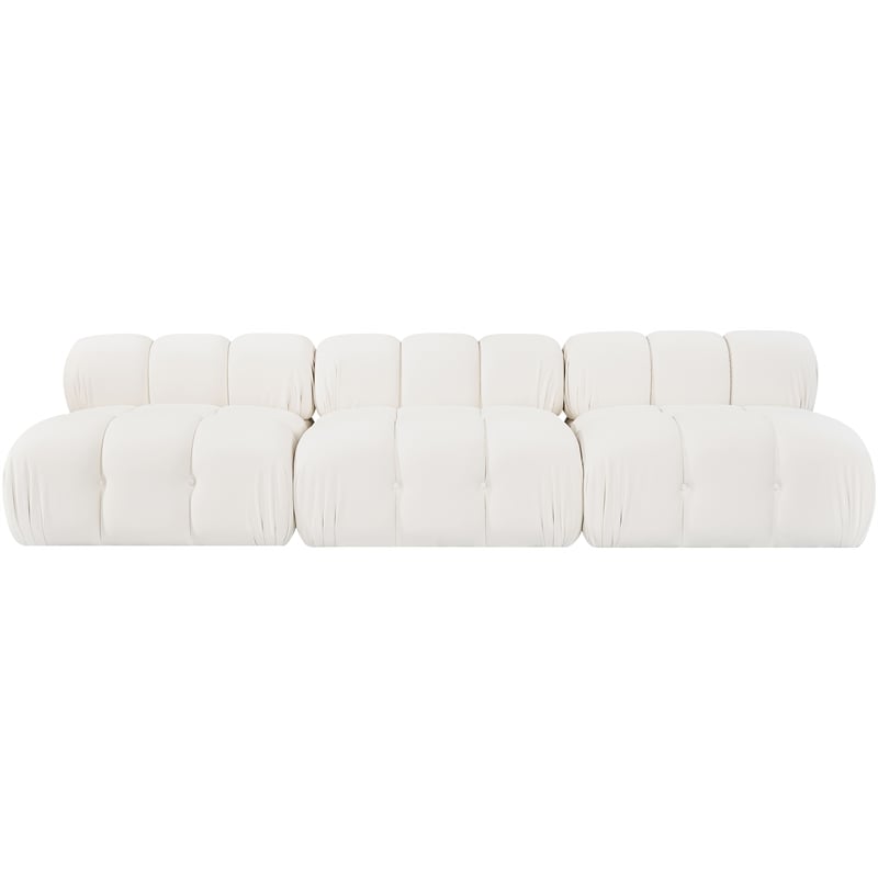 Meridian Furniture Orin Cream Velvet Performance Fabric 3 pc. Modular Sofa