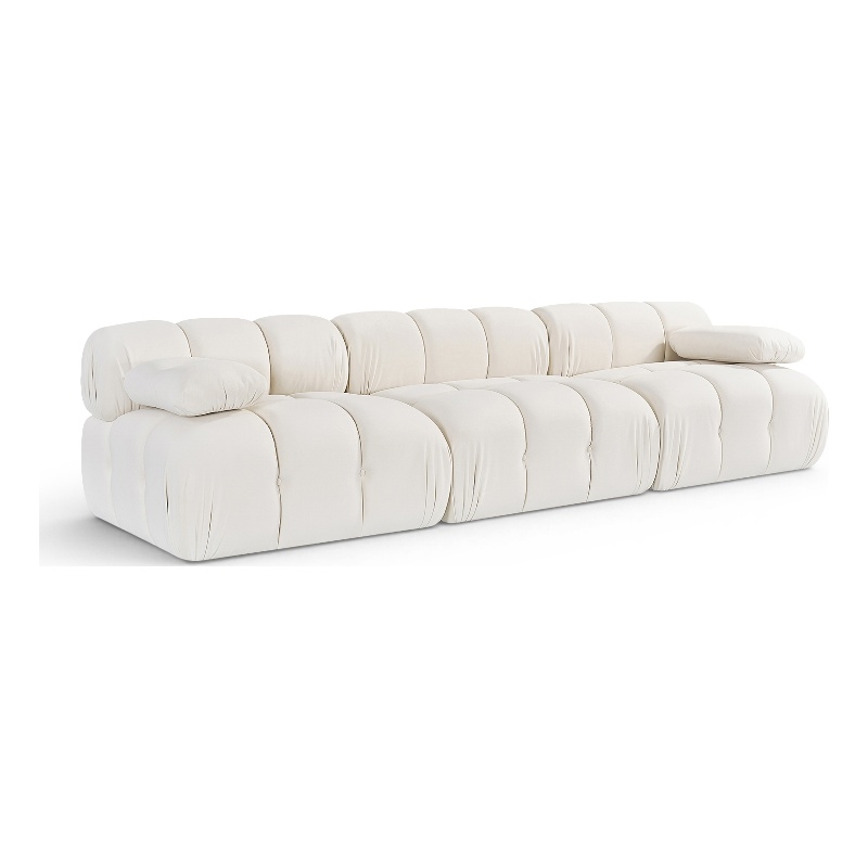 Meridian Furniture Orin Cream Velvet Performance Fabric 3 pc. Modular Sofa