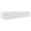 Meridian Furniture Orin Cream Velvet Performance Fabric 4 pc. Modular Sofa